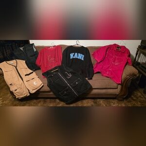 Karl Kani Black an Red Crewneck Buy Now Get Tan Blue Jean Vest Free Ship Togethe